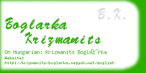 boglarka krizmanits business card